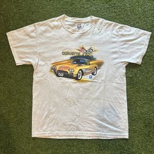 Vintage 90’s Corvette White T Shirt Mens Size Large Fruit Of The Loom Best